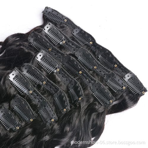 Factory Wholesale price 100 human hair  clip in hair extensions vendors cuticle aglined brazilian hair
